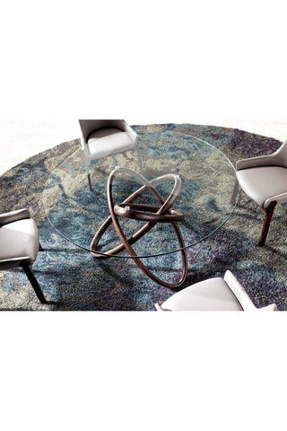 Table à manger en verre et frêne - 130 x 75 x 130 cm