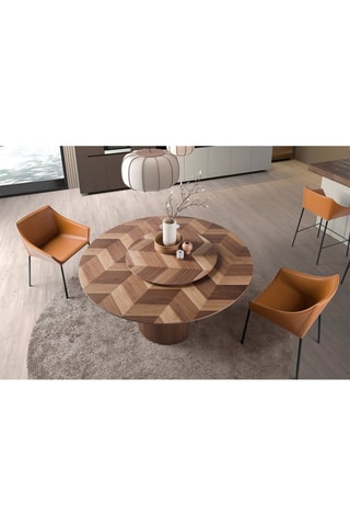 Table à manger en bois plaqué noyer - 150 x 76 x 150 cm