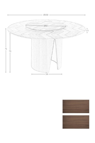 Table à manger en bois plaqué noyer - 150 x 76 x 150 cm