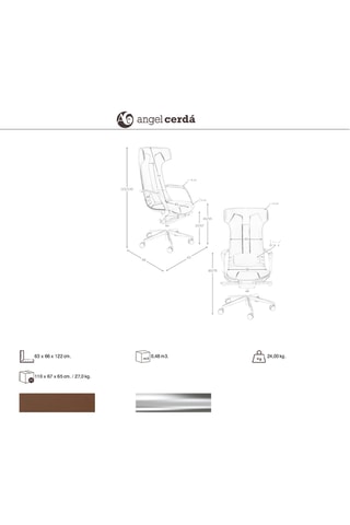 Fauteuil de bureau - 63 x 66 x 122 cm - Revêtement en simili cuir