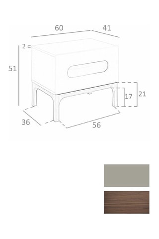 Table de chevet 1 tiroir - 60 x 41 x 51 cm