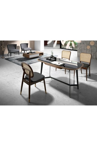2 chaises en bois et rotin - 49 x 52 x 87 cm