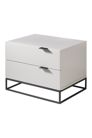 Table de chevet 2 tiroirs - Gris clair et noir - 55 x 41 x 41 cm