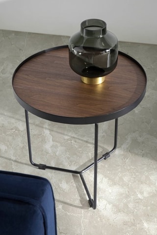 Table d'appoint en bois plaqué noyer - 50 x 50 x 50 cm
