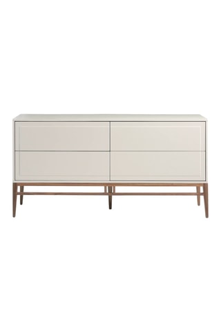 Buffet 4 tiroirs - Gris et imitation noyer - 160 x 45 x 80 cm
