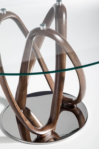Table à manger en verre et bois massif - 130 x 130 x 78 cm