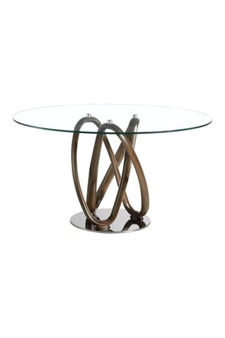 Table à manger en verre et bois massif - 130 x 130 x 78 cm