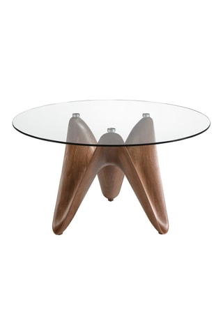 Table à manger en noyer et verre - Naturel - 150 x 75 x 150 cm