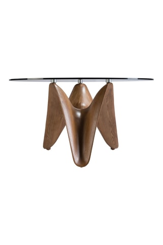 Table à manger en noyer et verre - Naturel - 150 x 75 x 150 cm