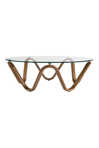 Table basse en noyer et verre  - 115 x 38 x 115 cm