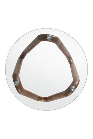 Table basse en noyer et verre  - 115 x 38 x 115 cm