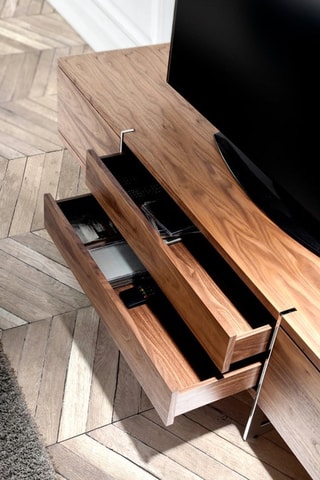 Meuble TV 2 portes en noyer - 180 x 56 x 46 cm