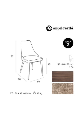 2 chaises en bois - 50 x 60 x 91 cm