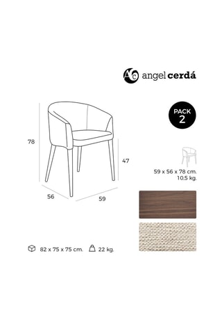 2 chaises en bois - 59 x 78 x 56 cm