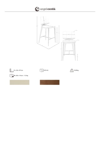 Tabouret de bar en bois - 51 x 107 x 55 cm