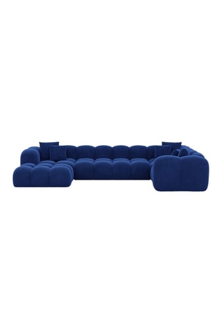 Canapé d'angle gauche panoramique Nuvola - Bleu foncé - 7 places - Tissu toucher velours