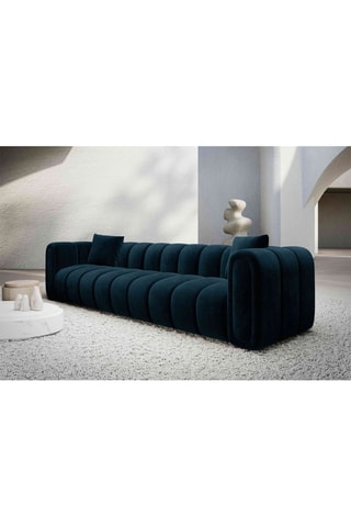 Canapé droit Luma - Bleu foncé - 3 places - Tissu velours