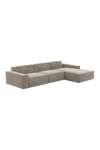 Canapé d'angle droit Lionel - Beige foncé - 5 places - Tissu toucher velours
