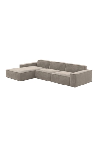 Canapé d'angle gauche Lionel - Beige foncé - 5 places - Tissu toucher velours