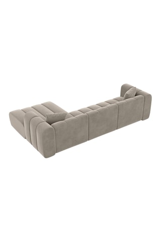Canapé d'angle droit Luma - Beige foncé - 5 places - Tissu toucher velours