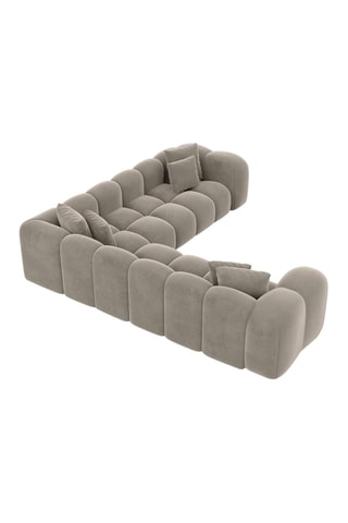 Canapé d'angle Nuvola - Beige foncé - 6 places - Tissu toucher velours