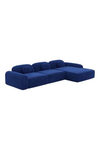 Canapé d'angle droit Labucca - Bleu cobalt - 5 places - En tissu velours