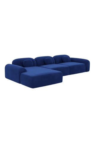 Canapé d'angle gauche Labucca - Bleu cobalt - 5 places - En tissu velours