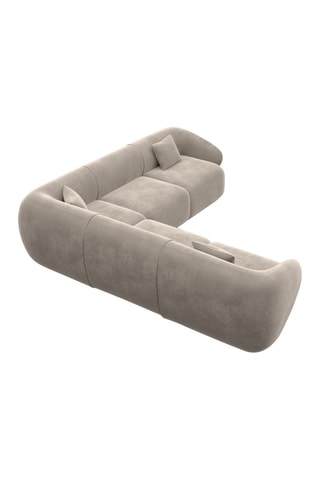 Canapé d'angle Maitano - Beige foncé - 6 places - Tissu toucher velours