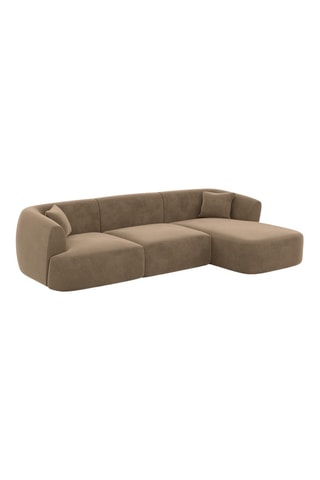 Canapé d'angle droit Ozura - Marron - 5 places - En tissu velours