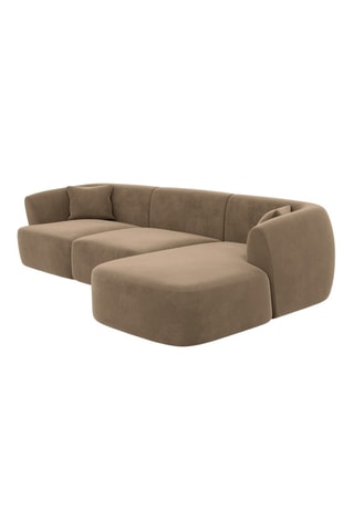 Canapé d'angle droit Ozura - Marron - 5 places - En tissu velours
