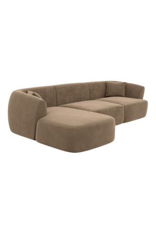 Canapé d'angle gauche Ozura - Marron - 5 places - En tissu velours