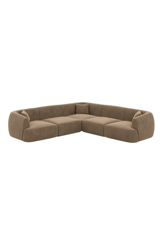 Canapé d'angle réversible Ozura - Marron - 6 places - En tissu velours