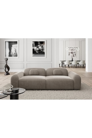 Canapé Labucca - Beige foncé - 2 places - Toucher velours
