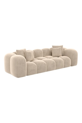 Canapé convertible - Crème - 3 places - En tissu velours