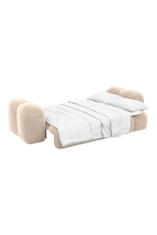 Canapé convertible - Crème - 3 places - En tissu velours