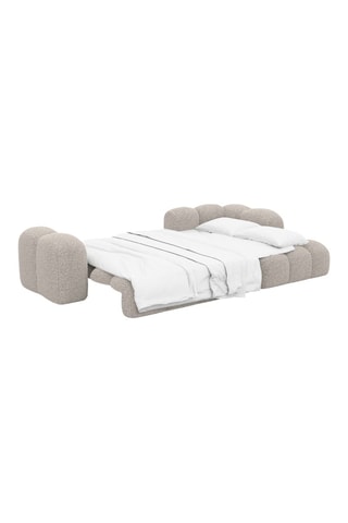 Canapé d'angle droit convertible - Beige - 5 places - En tissu bouclé