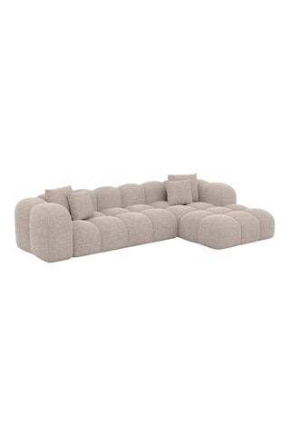 Canapé d'angle droit convertible - Beige - 5 places - En tissu structuré