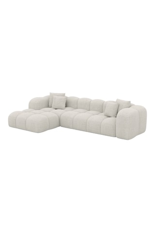 Canapé d'angle gauche convertible Nuvola - Blanc cassé - 5 places - En tissu bouclé
