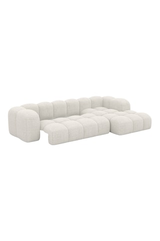 Canapé d'angle gauche convertible Nuvola - Blanc cassé - 5 places - En tissu bouclé