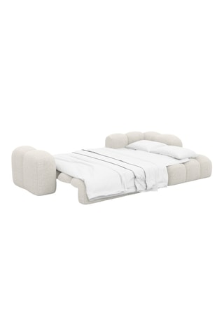 Canapé d'angle gauche convertible Nuvola - Blanc cassé - 5 places - En tissu bouclé