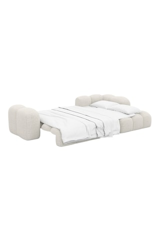 Canapé d'angle droit convertible Nuvola - Blanc cassé - 5 places - En tissu bouclé