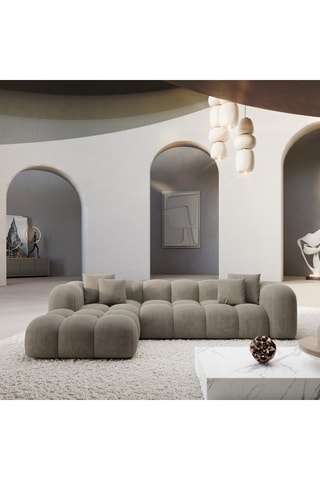 Canapé d'angle gauche convertible Nuvola - Beige - 5 places - En tissu velours