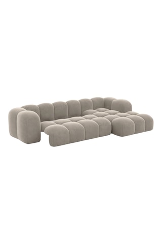 Canapé d'angle gauche convertible Nuvola - Beige - 5 places - En tissu velours