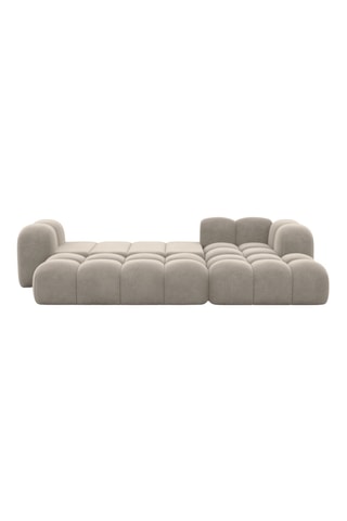 Canapé d'angle gauche convertible Nuvola - Beige - 5 places - En tissu velours