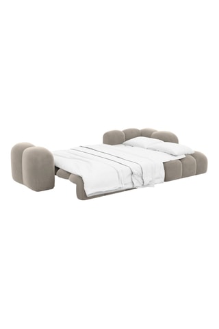 Canapé d'angle gauche convertible Nuvola - Beige - 5 places - En tissu velours