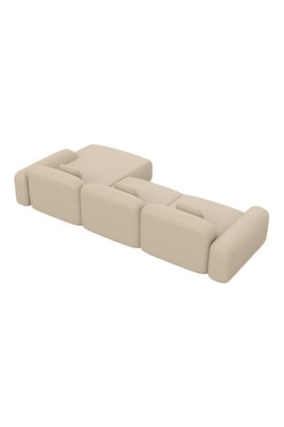 Canapé d'angle droit Labucca - Beige - 5 places - En cuir véritable