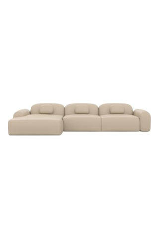 Collection Labucca - Canapé d'angle gauche - Beige - 5 places - En cuir véritable