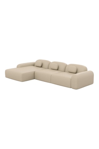 Collection Labucca - Canapé d'angle gauche - Beige - 5 places - En cuir véritable