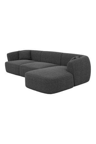 Canapé d'angle droit Ozura - Anthracite - 5 places - En tissu structuré
