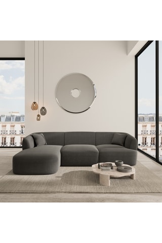 Canapé d'angle gauche Ozura - Anthracite - 5 places - En tissu structuré